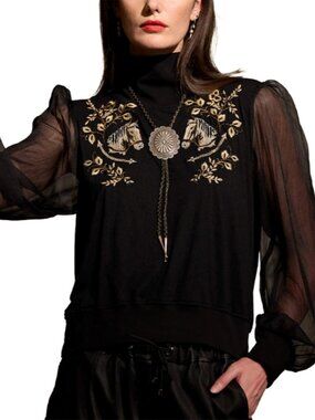 Double D Ranch Black Long Ride Top